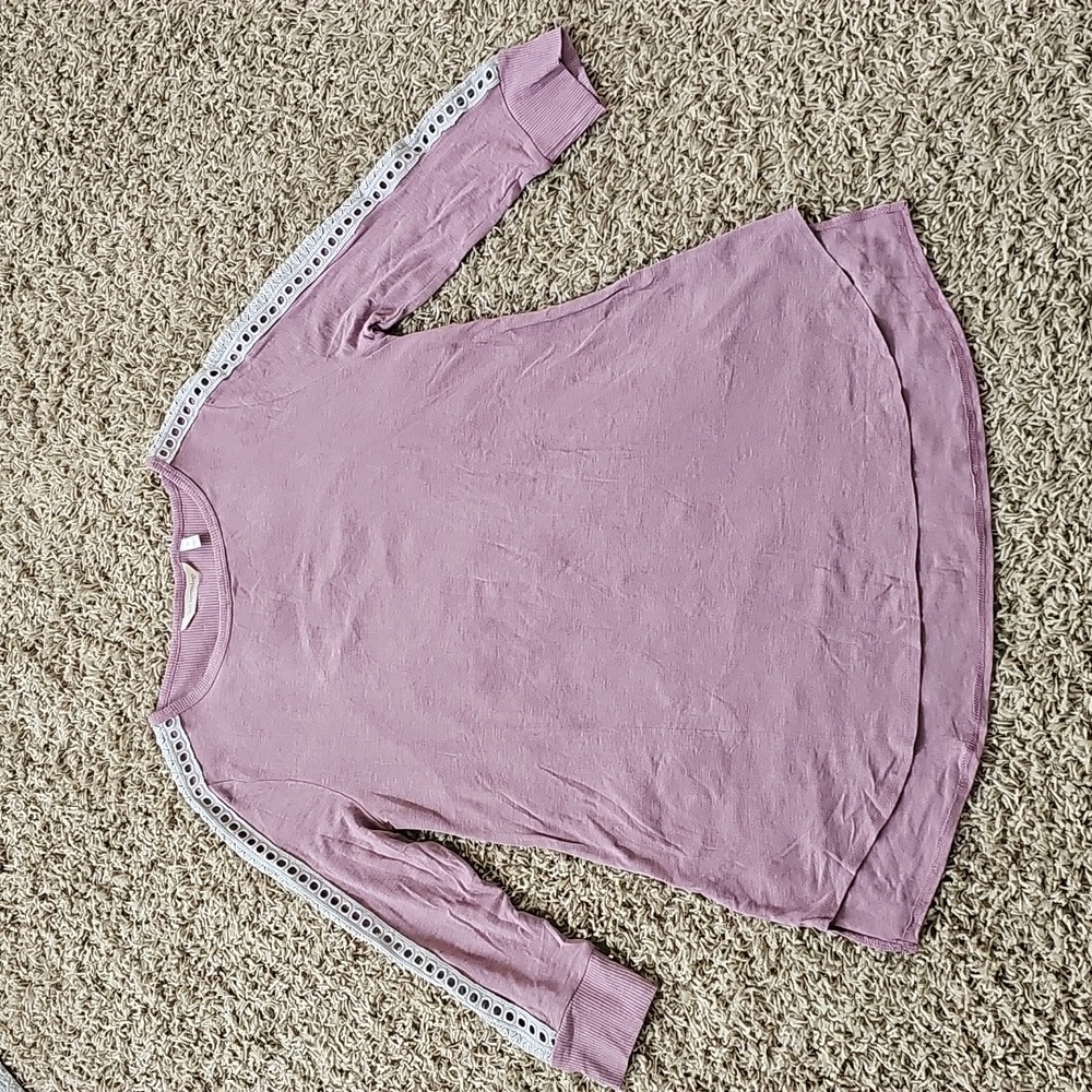 NWOT Soft Surroundings Bailey Top Lace Medium Tunic Rose Gray
